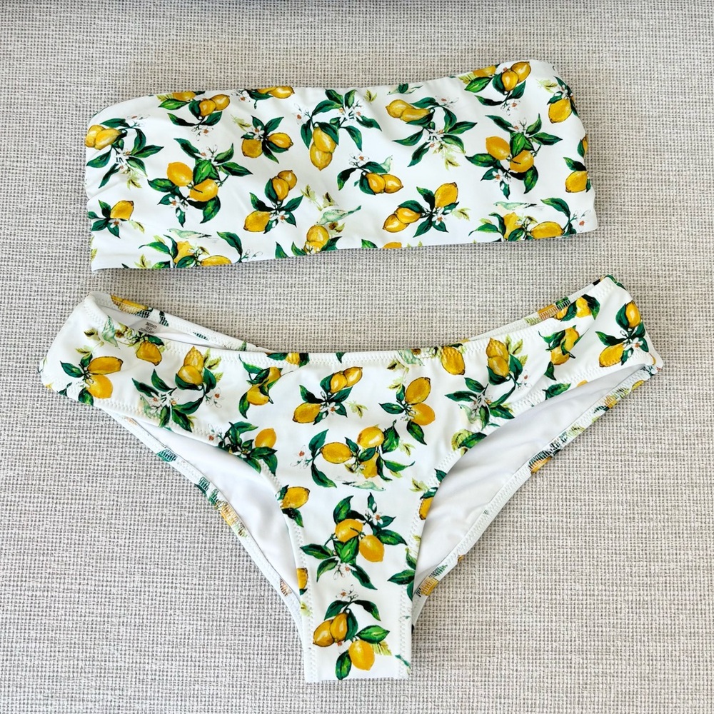 Victoria's Secret Lemon Print Bandeau Bikini Set